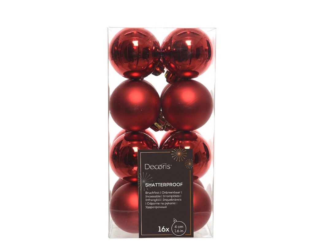 BOULES DE NOEL EN PLASTIQUE - ROUGE - DIA4CM