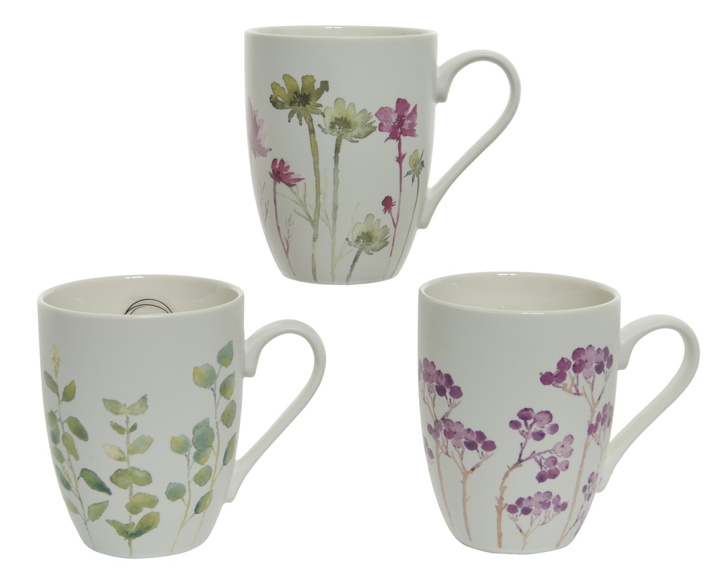 TAZA PORCELANA FLORES-FOOD SAFE-3 MOTIVOS DIFERENTES-PRECIO UNIDAD