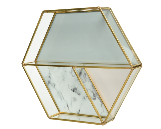 PLATEAU HEXAGONE EN VERRE - 23CM