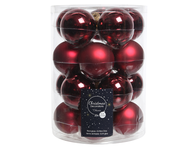 BOULE DE CRISTAL OXBLOOD 60MM BRI/MAT ASSORTIMENT DE 20
