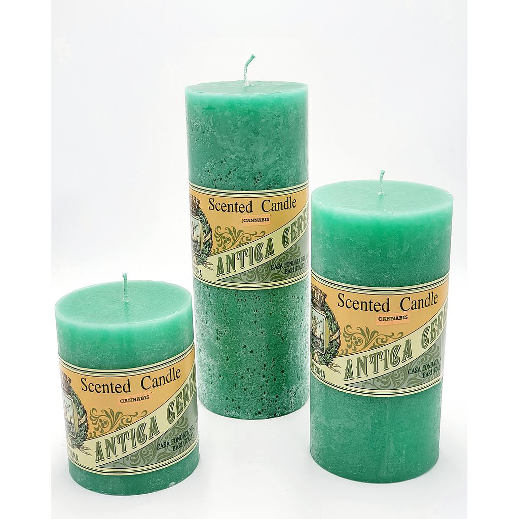 VELA CERA PERFUMADA CANNABIS 14CM VERDE