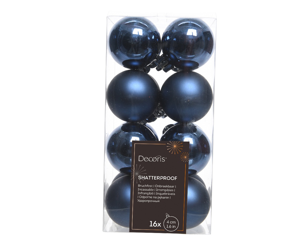 BOULES DE NOEL EN PLASTIQUE - BLEU NUIT - DIA4CM