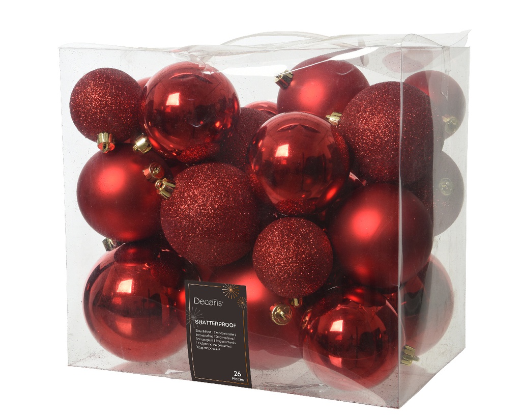 BOULES DE NOEL EN PLASTIQUE - ROUGE - dia10.00cm