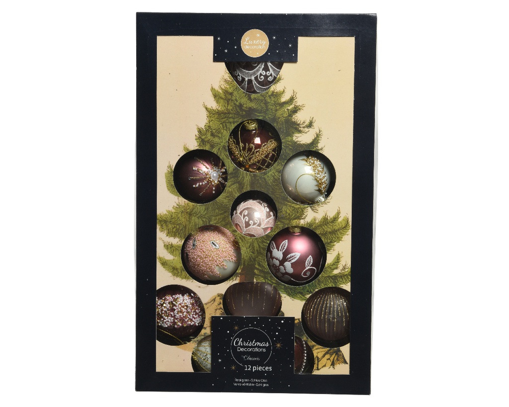 BOULES DE NOEL EN VERRE- DIAMANTS 62182