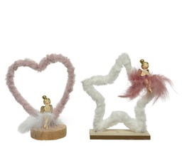 [4-522762] FIGURES EN BOIS ET EN TISSU-ETOILE ET COEUR 522762