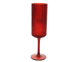 [4-607987] VERRE A CHAMPAGNE ROUGE ET BORDURE DOREE 607987