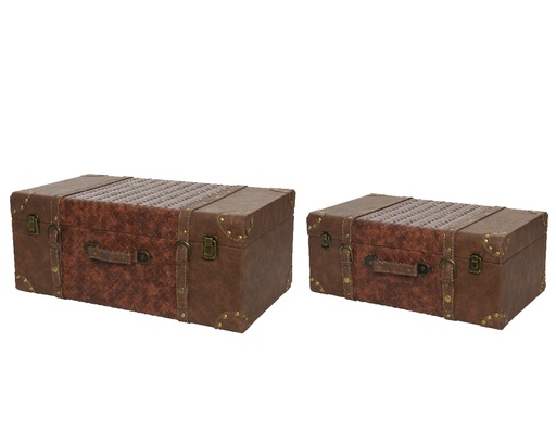 ***VALISES DE VOYAGE- MARRON ET ROUGE 760079