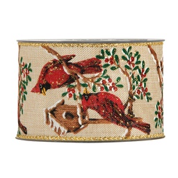 [PV-4363] RUBAN MOTIFS OISEAUX ROUGE MM63X10MT 