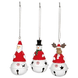 [PV-N772] FIGURINE A SUSPENDRE-PERE NOEL- BONHOMME DE NEIGE (3 PCS) CMØ6,5XH11