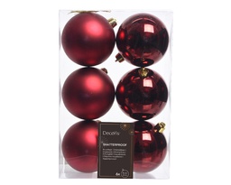 [4-022053] BOULES DE NOEL EN PLASTIQUE - ROUGE SANGUIN - dia8cm