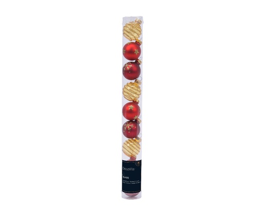 BOLA CRIS - MIX DE ROJOS Y DORADOS EN TUBO DE 20 UDS - dia3.00cm