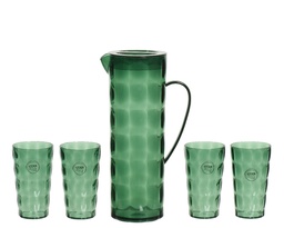 [4-827051] JARRA CON 4 VASOS - VERDE - JUEGO DE 5 UDS - L16-W10-H28.70cm