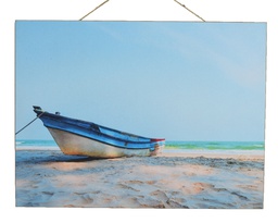 [4-879653] CUADRO BARCA EN PLAYA L0.90-W30-H40cm