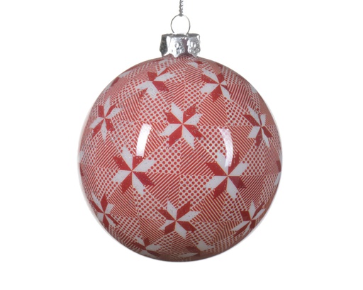 BOLA FOAM - MOTIVO NAVIDEÑO ROJO/BLANCO - 8CM