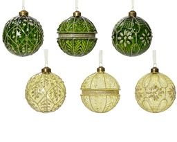 [4-070110] 2 LOTS DE 3 BOULES DE NOËL VERTE ET DORES - dia10.00cm