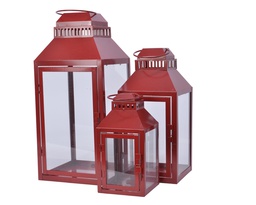 [4-380570] ***LANTERN IRON RED L20.00-W20.00-H45.00cm  L16.00-W16.00-H35.00cm  L12.00-W12.00-H24.00cm