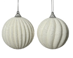 [4-457834] BOULE DE NOEL POREX - BLANC - dia8.00cm