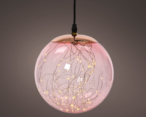 BOULE DE NOEL LED D'EXTERIEUR - LUMIERE BLANCHE - ROSE/BLANC - dia40.00cm-300L