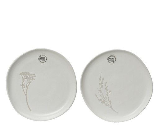 PLATO DESAYUNO CERAMICA BLANCA CON MOTIVOS -  L20.60-W20CM - 2 MOTIVOS - PRECIO UNIDAD