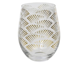 [4-607743] ***DRINKGLASS GLASS CLEAR/GOLD dia9.20-H12.00cm