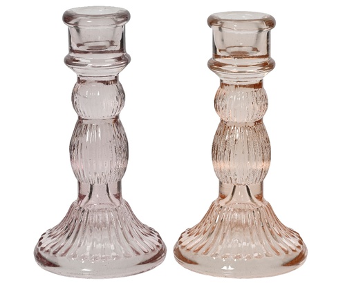 ***CANDLEHOLDER GLASS ASSORTED dia8.00-H15.50cm