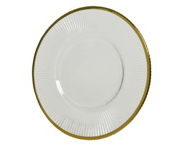 [4-646320] PLATO CRISTAL CON RELIEVE Y BORDE DORADO -  dia26.50CM