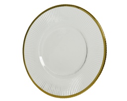 [4-646321] PLATO CRISTAL CON RELIEVE Y BORDE DORADO - dia20.50CM