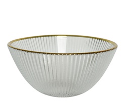 [4-646322] ***BOWL GLASS CLEAR/GOLD dia14.50-H7.00cm