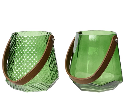 ***HURRICANE GLASS PINE GREEN dia14.50-H14.50cm