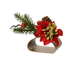 [4-681035] ***CLASSIC NAPKIN RING GREEN/RED L8.00-W7.00-H10.00cm