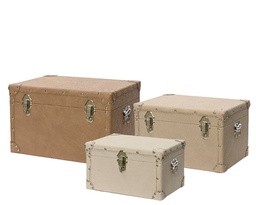 [4-760233] CAJAS PIEL ARTIFICIAL - TONOS NATURALES - L35.00-W48.00-H30.00cm  L30.00-W42.00-H25.00cm  L25.00-W36.00-H20CM - SET DE 3