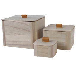 [4-761030] ***BOX PAULOWNIA WOOD NATURAL L20.00-W20.00-H15.00cm  L15.00-W15.00-H10.00cm  L10.00-W10.00-H6.00cm