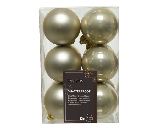 ASSOTIMENT DE BOULES DE NOEL EN PLASTIQUE - PERLE - dia6.00cm