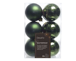 [4-021975] ASSORTIMENT DE BOULES DE NOEL EN PLASTIQUE - VERT SAPIN - dia6.00cm