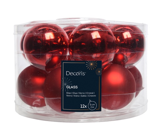 BOULES DE NOEL EN VERRE - ROUGE - dia5.00cm