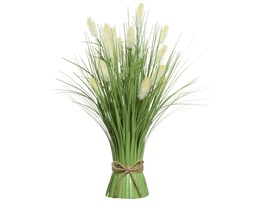 [4-801984] ***GRASS POLYESTER GREEN/WHITE L16.00-W16.00-H40.00cm