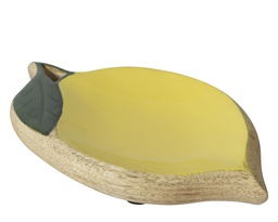 [4-809345] PLATEAU DE DECORATION EN BOIS DE MANGUIER - FORME DE CITRON - L12.00-W2.50-H20.00cm