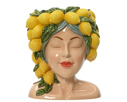 [4-829597] JARRON CERAMICA - CARA MUJER CON LIMONES -  L19.50-W17.00-H23.50cm