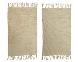 [4-832874] TAPIS RECTANGULAIRE - 2 MOTIFS - CREME - PRIX A L'UNITE - L60.00-W90.00-H0.50cm