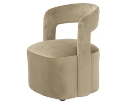 [4-842157] ***LOUNGE CHAIR POLYESTER VELVET SAND L55.00-W51.00-H66.00cm