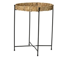 [4-843406] PETITE TABLE AUXILIAIRE JACINTHE AVEC PIEDS EN METAL NOIR - dia38.00-H48.00cm