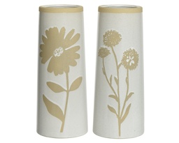 [4-870329] ***VASE STONEWARE OFF-WHITE/COLOUR(S) L9.00-W9.00-H18.00cm