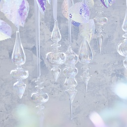 [4-070455] ***ORNAMENT GLASS TRANSPARENT/IRIS dia6.10-H25.00cm