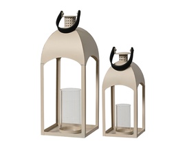 [4-386555] ***LANTERN IRON SAND L16.00-W16.00-H43.00cm  L12.00-W12.00-H30.00cm