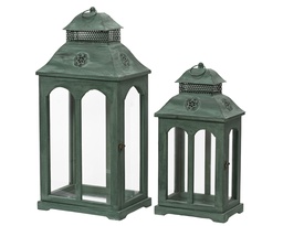 [4-386577] ***LANTERN FIRWOOD DARK GREEN L23.00-W32.00-H66.00cm  L17.00-W25.00-H52.00cm