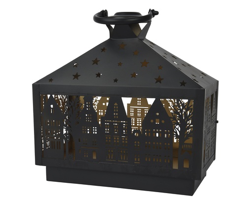 LINTERNA METAL NEGRO - FORMA CASITA -L30.00-W17.00-H30.00cm