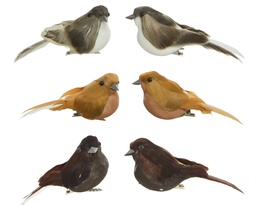 [4-521083] OISEAU EN MOUSSE - 2 ASSORTIMENTS - AMBRE, MARRON FONCE OU MARRON-BLANC - PRIX A L'UNITE - L3.50-W9.00-H4.00cm