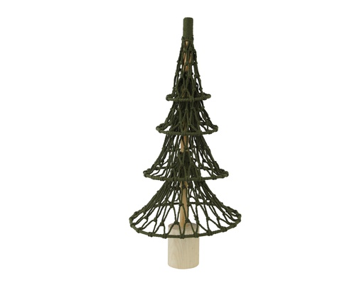 ARBRE CROCHETE AVEC PIED EN BOIS - COTON VERT - dia34.00-H73.00cm