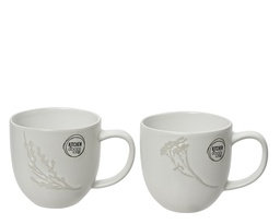 [4-607295] TASSE EN CERAMIQUE AVEC FLEUR EN RELIEF - BLANC - 2 MODELES - PRIX A L'UNITE - L12.30-W9.00-H8.80cm