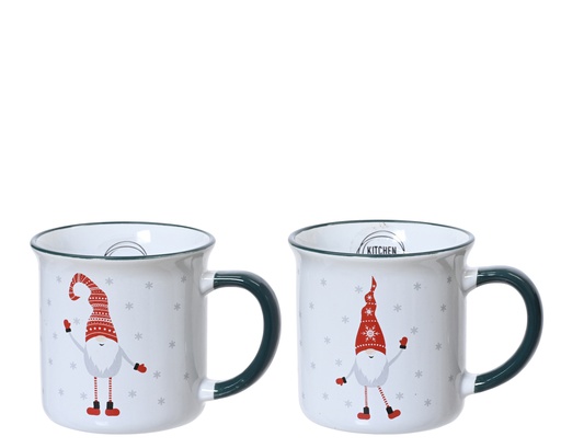 TASSE EN CERAMIQUE DE NOEL - 2 DESSINS - PRIX A L'UNITE - dia8.90-H8.70cm